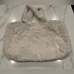 Pink tote bag Fur m Tote Bag with Crystal Accents